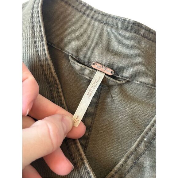 Free People Ruffle Hem Military Jacket Olive Green size S - Picture 6 of 15